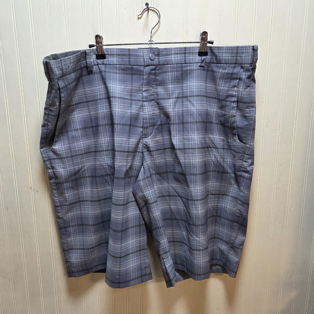 Nike Golf Dri-FIT Shorts Mens 40 Gray Plaid Tour Performance Stretch Lightweight